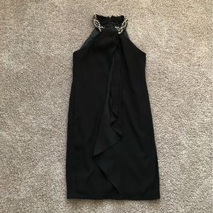 SLNY Black Halter Dress